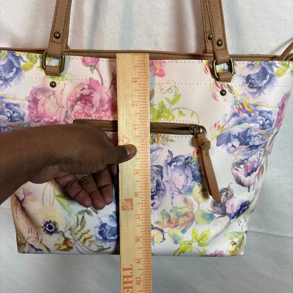 Great Condition Elliott Lucca Delphine Floral Tote  Pink & White Purple - Picture 10 of 11